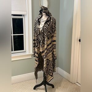 SWS Knitwear Open Cardigan| Black-Gray-Tan Pattern | Size S | Good Condition